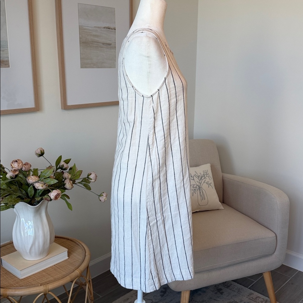 Philosophy Linen Stripe Shift Dress White Black Coastal Euro Summer Minimalist - Picture 4 of 15